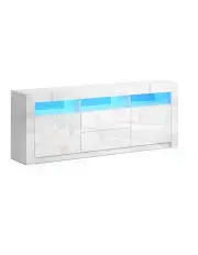 [Artiss] TV Cabinet Entertainment Unit Stand RGB LED Gloss Drawers 160cm in White
