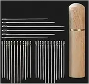 Wanfoou 30 Pcs Sewing Needles, Hand Sewing Needles Embroidery Needles Stitching Pins 6 Different Sizes Sewing Needle with a Wooden Needle Storage Case for DIY Hand Sewing Mending Embroidery
