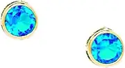 [JewelryWeb] 14k Yellow Gold December Blue 5mm CZ Bezel Set Screw Back Earrings 6x6mm Stud Earring for Women