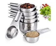 1 Set Measuring Cup Food Grade Rust-proof Stainless Steel All-Purpose Powder Spice Sugar Measuring Cup Spoon Kitchen Supplies 7pcs