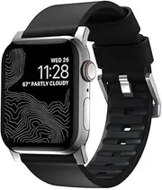 Nomad Hard Leather Pro Active Band for Apple Watch, Silver/Black, 41 mm