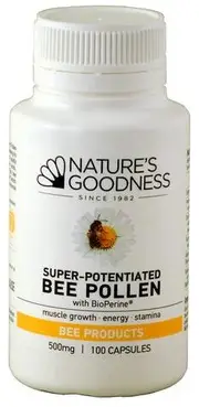 Natures Goodness Super-Potentiated Bee Pollen with BioPerine 500mg | 100 capsules