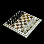 Marble Chess Board Table Handmade Gemstones Inlay / Collectible Marble Chess Set