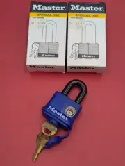 2 Master Locks 312TRI 106130 Weatherproof Blue Thermoplastic Laminated Padlocks