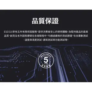 【Transcend 創見】ESD310C 1TB USB3.2 雙介面固態行動碟-太空黑