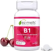 EZ Melts Dissolvable Vitamin B1 Supplement to Support Healthy Energy Levels Vegan B1 Vitamin Tablets Promote Overall Well Being Zero Sugar Thiamine B1 Supplement Vitamin B1 Thiamine Supplement