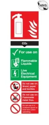 SIGNS & LABELS CO2 Fire Extinguisher Sign - Rigid Polypropylene - 300mm x 100mm