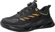 [ZHENSI] Men's Safety Shoes Lightweight Steel Toe Cap Sneaker Rotate to Close Breathable Comfortable Industry Work Footwear