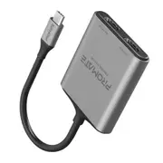Promate MEDIALINK-H2 4K USB-C Connector to Dual HDMI Adapter. Compatible with All USB-C Output Devices Including Win, iOS, & Android. Easy Plug & Play. Grey [MEDIALINK-H2]