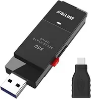 SSD External 2.0TB USB3.2 Gen2 600MB/s Read Speed PS5/PS4 Manufacturers Certified Compact Compact with Type-C Adapter Black SSD-SCT2.0U3BA/N