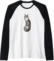 [caterpillar] Maine Coon Cat Dilute Calico Maine Coon Mama Raglan Baseball Tee