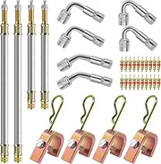 15pcs Valve Stem Extension with Tire Valve Stem Cores Kit, 45 90 135 Degree Stainless Steel Valve Stem Extender and 7" 12" Brass Braided Stem Extension Adaptors for Most Cars Truck
