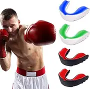 Pack of 4 Sports Mouth Guards with Mouth Guard Box, Double Layer Mouth Guard, Slim Fit, For All Full Contact Sports Including Rugby, Boxing, Martial Arts, Hockey, MMA, Taekwondo