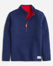 J.Crew Crewcuts Kids quilted jersey reversible half-zip sweatshirt New Size M
