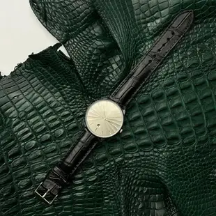 (黑色)高品質真鱷魚皮錶帶帶扣多種尺寸 12 14 15 16 17 18 19 20 21 22 24mm