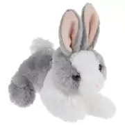 Baby Bunny Grey & White Plush Aurora Plush Toys 7" long Soft Plush #08616