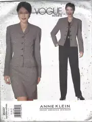 Vogue Sewing Pattern 2047, Anne Klein Jacket, Skirt & Pants, Size 8 - 12 Uncut