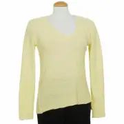EILEEN FISHER Limelight Yellow Linen Asymmetrical Seam Out Boxy Sweater Top S