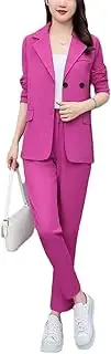 [HEYDHSDC] Women's Casual Blazers Jacket Matching Set Loose Suit Coat Pants 2 Piece