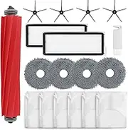 18 Pack Replacement Parts for Roborock Qrevo Pro/Qrevo Maxv/Qrevo S/Qrevo Plus Robot Vacuum Cleaner Accessories with 1 Rubber Brushes, 2 HEPA Filters, 4 Mop Pads, 4 Side Brushes, 6 Dust Bags