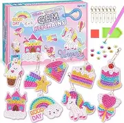 Klhamky Unicorns Diamond Painting Kits for Children Make Your Own GEM Keyring Arts and Crafts Birthday Crafts Gifts for 4-12 Years Old Girls Boys (Unicorn)