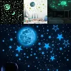 Glow In The Dark Stars and Moon Space Wall Stickers Set of 435 Luminous Decals