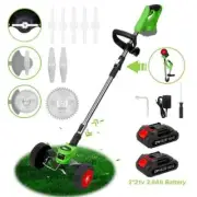 Cordless Electric Weed Eater 21V Brush Cutter String Trimmer Lawn Mower Tool