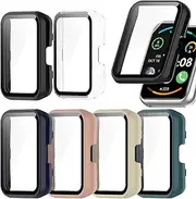 Protective Case Compatible with Huawei Watch Fit 2 Screen Protector,All-Around Case Hard PC Bumper Anti-Scratch Shock-Proof Tempered Glass Full Cover Shell for Huawei Watch Fit 2 Case (6Colors)