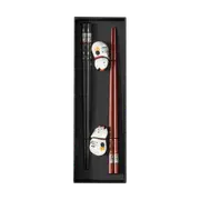 Omotenashi Lucky Cat Chopsticks & Chopstick Rests Set of 2