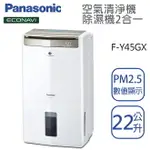 PANASONIC國際牌【F-Y45GX】22公升 清淨除濕機一級效能 ECONAVI+NAN 原廠3年保固