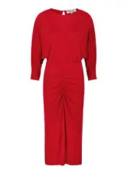 Diane Von Furstenberg Chrisey Ruched Jersey Midi Dress - Red - L (UK14 / L) L (UK14 / L)