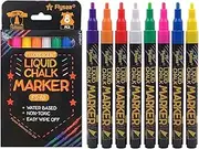 CZKE 8 pcs Liquid Chalk Markers-Washable & Wet Erase Chalk Maker Pens For Blackboard Whiteboard Light Bulb Glass Window Graffiti Art