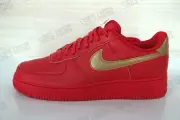 Men's Nike Air Force 1 Low Leather Red Metallic Gold Swoosh Nike ID Authentic