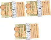 22 Pcs DIY Sushi Maker Blush Set Lipgloss Sets Chopsticks Holder Rack DIY Sushi Mould Small Sushi Suite Sushi Knife Sushi Rolls Sushi Mat Wooden Plate Earth Tones Wooden Sushi Kits(As Shownx3pcs,Mx2pc