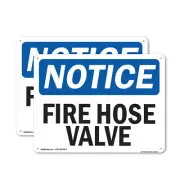 (2 Pack) Fire Hose Valve OSHA Notice Sign Decal Metal Plastic