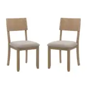Linon Home Decor Dining Chair 21"x18.50"x36" Grey Linen+Cotton Fabric (2-Pack)