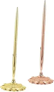 SEWACC Vertical Metal Hotel Writing Pen Office Signature Counter Pen Comfortable Handle 2pcs Pack
