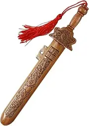 Yardwe Peach Wood Sword Traditional Chinese Wooden Sword Sword Hand-Carved Knife Sword Pendant with Tassel Home Furnishing Feng Shui Protection Amulet for Drive Out Evil Spirits