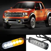 1X White&Amber 6 LED Emergency Hazard Warning Caution Beacon Strobe Light Bar#97