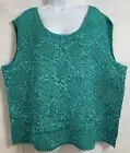 NWTs Carole Little Plus Sz 1X Teal Stretchy Puckery Textured Cami Top Scoop Neck