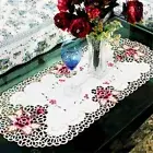 Tablecloth Oval shape Country Style Floral Embroidered Table Decor Satin Fabric