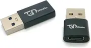 USB C Adapter Female to USB Male (Black - 2 Pack Variation) Type C to A Charger Cable Adapter Converter for iPhone 12 13 15, Airpod iPad, Samsung S20 S21 Plus 20 FE Ultra, Google Pixel by TGD STUDIO