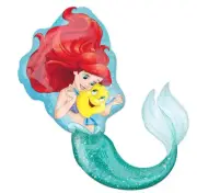 ARIEL LITTLE MERMAID Happy Birthday Super Shape Mylar Foil Helium Balloon 28x34"