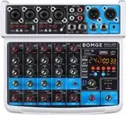 BOMGE 6 Channel Mini DJ Audio Sound Mixer Console with USB Interface, Bluetooth,