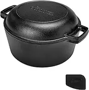 Pre-Seasoned Cast Iron Skillet and Double Dutch Oven Set â€“ 2 in 1 Cooker: 5 Quart Deep Pan, 10-Inch Frying Pan Converts to Lid for Dutch Oven â€“ Grill, Stove Top and Induction Safe,Black