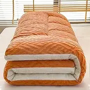 KCCRHIN Japanese Thick Futon Mattress Portable Breathable Sleeping Pad Living Room Floor Mattress Extra Thick Japanese Floor Mattress Bedroom Floor Bed Camping Mattress,Orange,90 * 200cm