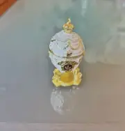 White Royal Faberge Egg Enameled Trinket Box Replica