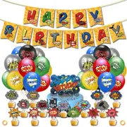 Super Hero Theme Party Decorating Set Party Banner Cake Toppers Balloons