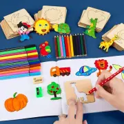 Montessori Kids Drawing Toys Wooden Stencils Learning Education