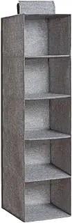 Hanging Wardrobe Storage 5 Shelves Heavy Duty Organiser Storage Unit with 4 Side mesh Pockets